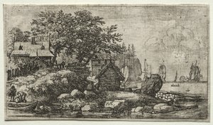 Paesaggio con due barche vuote da Allart van Everdingen