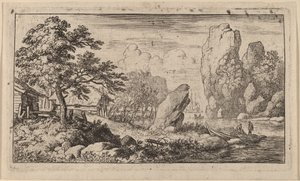 Masso appuntito sulla riva di un fiume