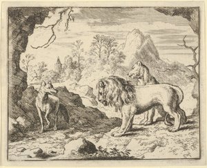 Renard convince il leone e la leonessa di trovare un tesoro che suo padre ha rubato loro... da Allart van Everdingen