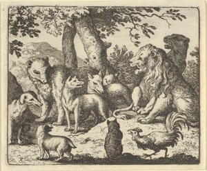 Renard si discolpa dei suoi crimini davanti al leone, 1650-75