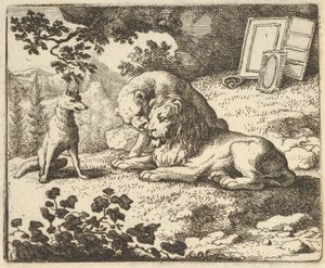 Renard mente che ha dato al montone vari oggetti preziosi destinati al leone, 1650-75 da Allart van Everdingen