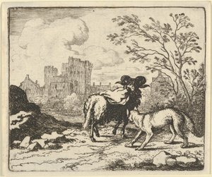 Renard rimanda il montone al leone con un pacco contenente la testa del coniglio, 1650-75 da Allart van Everdingen