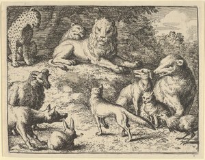 Renard è accusato dagli animali davanti al leone, 1650-75 da Allart van Everdingen