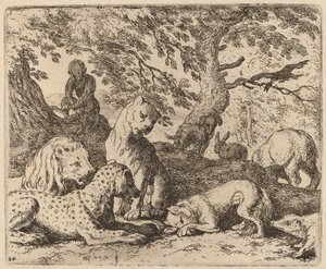 Reynard avvolge la sua storia e offende suo padre, probabilmente c. 1645-1656 da Allart van Everdingen