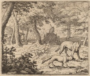 Reynard e il lupo davanti al carro del pesce da Allart van Everdingen