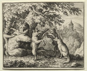 Reynard la Volpe: Reynard equipaggiato per il suo pellegrinaggio da Allart van Everdingen