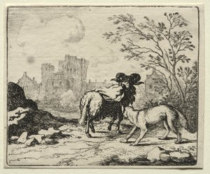 Reynard la Volpe: Reynard invia un pacchetto al leone da Allart van Everdingen