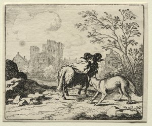 Reynard la Volpe: Reynard invia un pacchetto al leone da Allart van Everdingen
