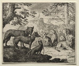 Reynard la volpe: I parenti di Reynard lasciano la corte da Allart van Everdingen
