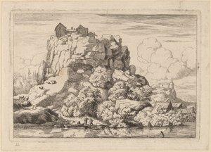 Fiume ai piedi di una roccia alta
