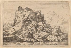 Fiume ai piedi di una roccia alta