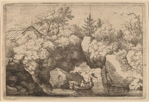 Barca sotto una roccia spaccata, probabilmente c. 1645-1656