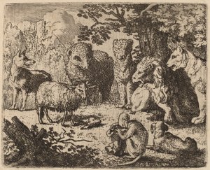 Il Documento è Aperto, Rivelando la Testa del Coniglio Assassinato, probabilmente c. 1645-1656 da Allart van Everdingen