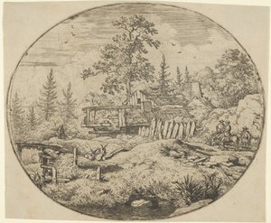 Il paesaggio con il ponte di legno da Allart van Everdingen