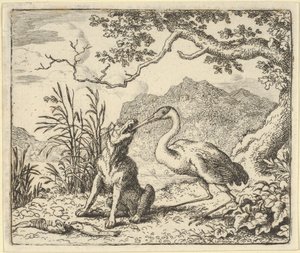 La Cicogna Rimuove un Osso dalla Gola del Lupo da Renard The F... di Hendrick van Alcmar (1650-75)
