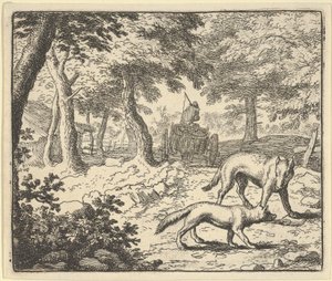 Il lupo accusa Renard di aver mangiato il pesce che ha rubato, 1650-75 da Allart van Everdingen