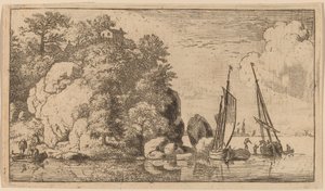 Due barche su un ampio fiume, probabilmente c. 1645-1656