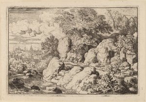 Due cavalieri su un sentiero roccioso da Allart van Everdingen