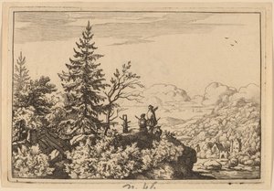 Due uomini su una collina da Allart van Everdingen