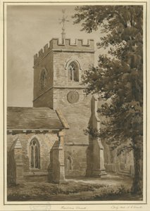 Chiesa di Harborne: disegno a seppia rossa da Allen Edward Everitt
