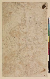 Studi di figure con una donna inginocchiata di profilo, verso, XVII secolo