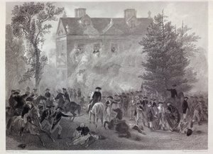 La battaglia di Germantown a Chew House nel 1777, inciso da Robert Hinshelwood, c.1860 da Alonzo Chappel