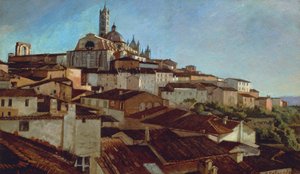 Siena, di Alfonso Hollaender, olio su tela su cartone, 31x51,5 cm da Alphons Hollaender