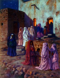 Illustrazione che raffigura donne arabe musulmane che celebrano 