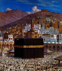 Illustrazione che raffigura pellegrini musulmani alla Kaaba alla Mecca. di Nasreddine Dinet (Alphonse-Étienne Dinet). 1861 – 1929
