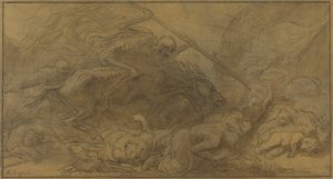 Dopo la battaglia (penna e inchiostro marrone con lavaggio marrone su carta marrone) da Alphonse Legros