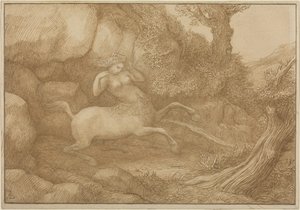 Donna centauro (penna e inchiostro bruno su grafite su carta vergata) da Alphonse Legros