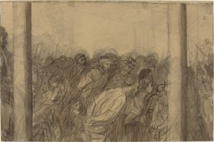 Folla di persone viste tra due colonne [verso] da Alphonse Legros