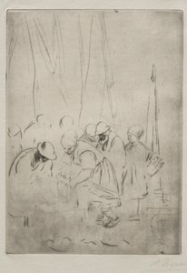Pescatori sul molo a Boulogne da Alphonse Legros