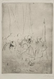 Pescatori sul molo a Boulogne da Alphonse Legros