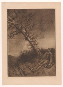 Vecchio morto sotto un albero da Alphonse Legros