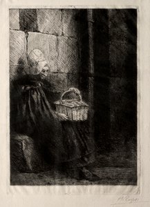 Paesaggio nei dintorni di Boulogne, chiamato Donna con un cesto da Alphonse Legros