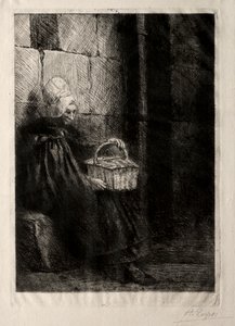 Paesaggio nei dintorni di Boulogne, chiamato Donna con un cesto da Alphonse Legros