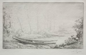 Le Départ pour le pêche, dans les brumes da Alphonse Legros
