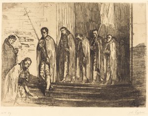 Processione che lascia una chiesa (La sortie de la procession) da Alphonse Legros