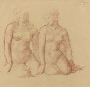 Studio di due figure sedute fianco a fianco da Alphonse Legros