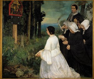 Ex-voto Donne (in costumi tradizionali bretoni?) che si radunano davanti a un ex voto