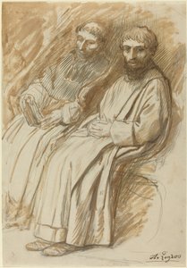 Due monaci seduti in una chiesa da Alphonse Legros
