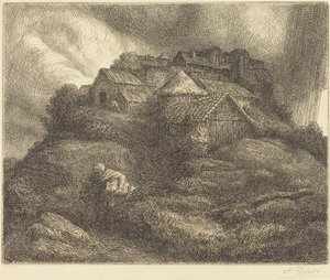 Villaggio di Saint-Pierre durante una tempesta
