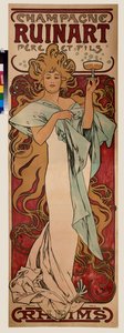 Manifesto pubblicitario per lo champagne Ruinart da Alphonse Marie Mucha