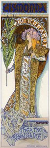 Intrattenimento. Gismonda, opera di Victorien Sardou con Sarah Bernhardt al Théâtre de la Renaissance, Parigi. Poster di Mucha, Francia da Alphonse Marie Mucha