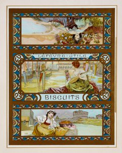 Poster pubblicitario per biscotti "Lefevre-Utile"