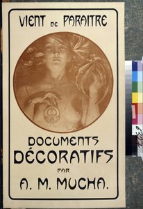 Pubblicità per la monografia "Documenti decorativi di A. M. Mucha" da Alphonse Marie Mucha