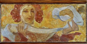 Donna con sciarpa da Alphonse Marie Mucha