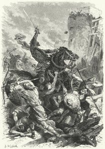 Il conte Oddone difende Parigi contro i Normanni, 886 da Alphonse Marie de (after) Neuville