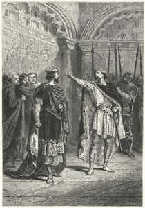 Ugo Capeto, re dei Franchi, e il ribelle conte Adalberto di Périgord, 987 da Alphonse Marie de (after) Neuville